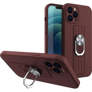 Hurtel Ring Case silikonowe etui z uchwytem na palec i podstawką do Xiaomi Redmi Note 10 5G / Poco M3 Pro brązowy 9511229 9145576216149