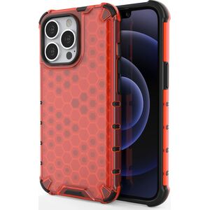 Hurtel Honeycomb etui pancerny pokrowiec z żelową ramką iPhone 13 Pro czerwony 9511377 9145576213315