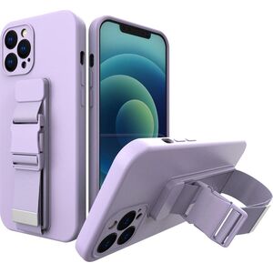 Hurtel Rope case żelowe etui ze smyczą łańcuszkiem torebka smycz iPhone 12 Pro fioletowy 9511467 9145576217887