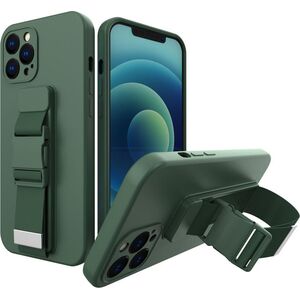 Hurtel Rope case żelowe etui ze smyczą łańcuszkiem torebka smycz Xiaomi Redmi Note 10 5G / Poco M3 Pro ciemnozielony 9511623 9145576219447