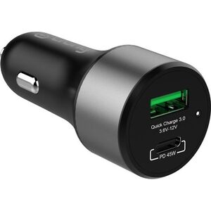 Ładowarka Crong Power Car Charger 1x USB-A 1x USB-C  (CRG-PWRC-USBC63-BLK) 9571284 5904310700283
