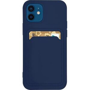Hurtel Card Case silikonowe etui portfel z kieszonką na kartę dokumenty do Samsung Galaxy A22 4G granatowy 9599333 9145576230114