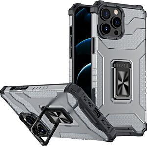 Hurtel Crystal Ring Case pancerne hybrydowe etui pokrowiec + magnetyczny uchwyt iPhone 12 Pro czarny 9599392 9145576226230