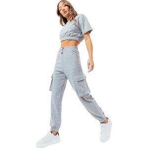 Justhype Justhype Sweat Crop T-Shirt-Cargo Joggers LABON004 szary 10 9612520 5057896728155