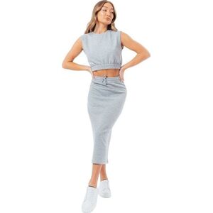Justhype Justhype Sweat Midi Skirt Loungewear Set LABON007 szary 14 9612530 5057896728384