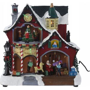 Dekoracja świąteczna Home Styling Collection Ruchoma scenka świąteczna Siedziba Mikołaja