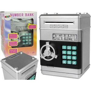 LeanToys Elektroniczny Sejf Skarbonka Oszczędzanie Srebrny Kod 9689783 5904204757225