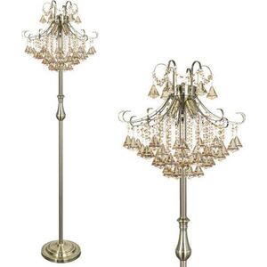 Lampa podłogowa Mdeco LAMPA podłogowa ELM6248/4F 21QG MDECO glamour OPRAWA stojąca z kryształkami szklana mosiądz bursztynowa 9935127 5902021241996