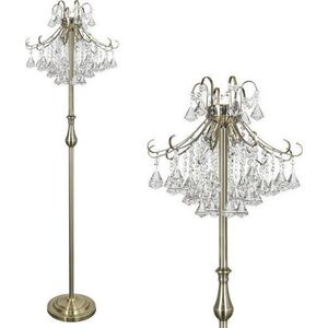 Lampa podłogowa Mdeco LAMPA stojąca ELM6248/4F 21QG+TR MDECO szklana OPRAWA z kryształkami podłogowa glamour mosiądz przezroczysta 9935129 5902021247448