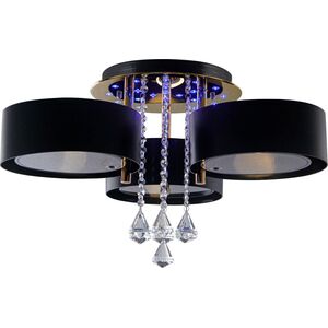 Lampa sufitowa Mdeco Glamour LAMPA sufitowa ELMDRS8006/3 TR BL MDECO metalowa OPRAWA z pilotem kryształki złote czarne 9935183 5907737331528