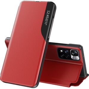 Clear View Eco Leather View Case elegancki futerał etui z klapką i funkcją podstawki Poco M4 Pro 5G czerwony 10063564 9145576241431