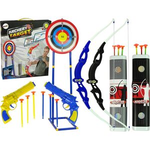 LeanToys Zestaw Strzelecki Łuk Tarcza na Stojaku 134 cm Kołczan Pistolety 10074052 5904665993095