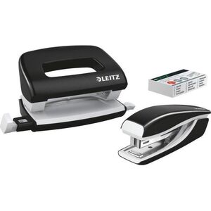 Zszywacz Leitz Zszywacz + dziurkacz metalowy Leitz Mini WOW, czarny, 10 lat gwarancji, 10 kartek 55612095 10089419 4002432122318