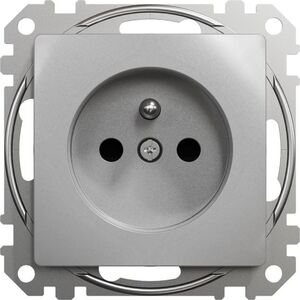 Schneider Electric Sedna Design, Gniazdo 2P+PE z przesłonami, srebrne aluminium 10134637 3606481479129