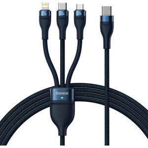 Kabel USB Baseus USB-C - USB-C + microUSB + Lightning 1.5 m Niebieski (CASS030203) 10786978 6932172608781