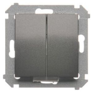 Kontakt-Simon Łącznik schodowy Kontakt-Simon Simon 54 DW6/2L.01/X/48 podwójny z podświetleniem bez piktogramu moduł 10AX 250V~ zaciski śrubowe antracyt 10802854 5902787865313