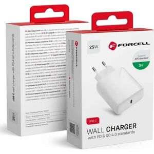Ładowarka ForCell Ładowarka Sieciowa Forcell Uniwersalna ze złączem USB typ C - 3A 25W z funkcją ładowania PD i QC 4.0 11466852 5903396123757