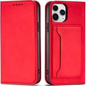 Hurtel Magnet Card Case etui do iPhone 12 Pro pokrowiec portfel na karty kartę podstawka czerwony 11542281 9145576250815