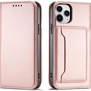 Hurtel Magnet Card Case etui do iPhone 12 Pro pokrowiec portfel na karty kartę podstawka różowy 11542287 9145576250808