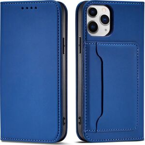 Hurtel Magnet Card Case etui do iPhone 12 Pro Max pokrowiec portfel na karty kartę podstawka niebieski 11542290 9145576250839