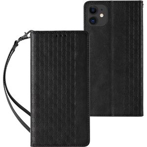 Hurtel Magnet Strap Case etui do iPhone 12 pokrowiec portfel + mini smycz zawieszka czarny 11542338 9145576250068