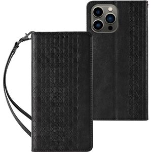 Hurtel Magnet Strap Case etui do iPhone 12 Pro Max pokrowiec portfel + mini smycz zawieszka czarny 11542350 9145576250143