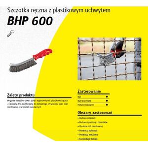Klingspor K.SZCZOTKA RĘCZNA UCHWYT PLASTIKOWY BHP600 DRUT MOSIĘŻNY 11740352 4014855451951