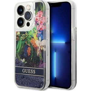 Guess Etui Guess GUHCP14LLFLSB Apple iPhone 14 Pro niebieski/blue hardcase Flower Liquid Glitter 11855624 3666339066109
