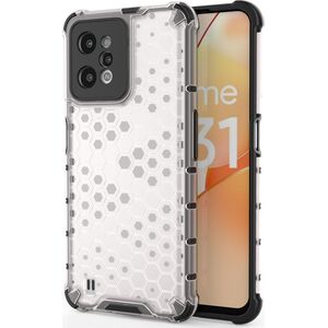 Hurtel Honeycomb etui pancerny pokrowiec z żelową ramką Realme C31 przezroczysty 11873501 9145576257319