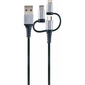 Kabel USB Schwaiger USB-A - USB-C + microUSB + Lightning 1.5 m Czarny (LKU100533) 12111811 4004005027082
