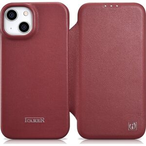 iCarer iCarer CE Premium Leather Folio Case skórzane etui iPhone 14 Plus z klapką magnetyczne MagSafe czerwony (WMI14220715-RD) 12291679 6975092685753