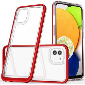 Hurtel Clear 3in1 etui Samsung Galaxy A03 silikonowy pokrowiec z ramką czerwone 12522922 9145576265956