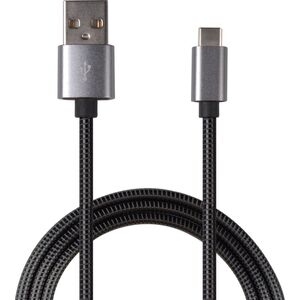 Kabel USB 2GO USB-A - USB-C 1 m Czarno-srebrny (795812) 12523383 4010425958127