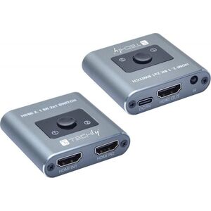 Adapter AV Techly Techly 2-Portowy Przełącznik HDMI 2.1 8K*60Hz 2x1 z Pilotem IR 12615313 8059018365504