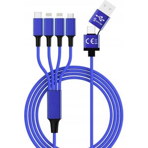 Kabel USB Smrter USB-A + USB-C - USB-C + microUSB + 2x Lightning 1.2 m Niebieski (SMRTER_ELITE_L_NB) 12687900 4250551407131