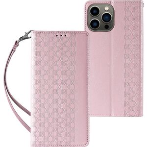 Hurtel Magnet Strap Case etui iPhone 14 pokrowiec z klapką portfel mini smycz podstawka różowe 12718337 9145576263556