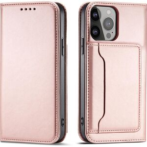Hurtel Magnet Card Case etui iPhone 14 Pro Max pokrowiec z klapką portfel podstawka różowe 12718348 9145576263471