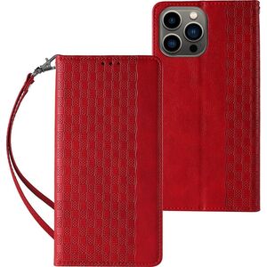 Hurtel Magnet Strap Case etui iPhone 14 Pro pokrowiec z klapką portfel mini smycz podstawka czerwone 12718354 9145576263624