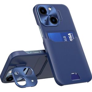 Hurtel Leather Stand Case etui do iPhone 14 Plus pokrowiec portfel na kartę z podstawką niebieskie 12718452 9145576269688