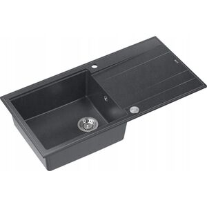 Zlewozmywak GraniteQ EVAN 111 GraniteQ zlewozmywak z syfonemPush 2 Open 1-komorowy z/o (860x500x210) black diamond / elementy stalowe 12945587 5904310997485