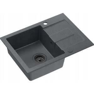 Zlewozmywak GraniteQ CHRISTIAN 116 zlewozmywak granitowy 1-komorowy czarny (60x45x18,5) z zaślepką i odpływem czarnym 12945655 5904310998154