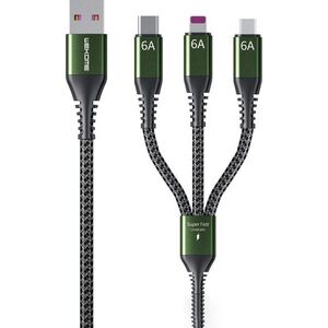 Kabel USB Wekome USB-A - USB-C + microUSB + Lightning 1.2 m Zielony (WK-WDC-170_BLACK) 13026838 6941027631980