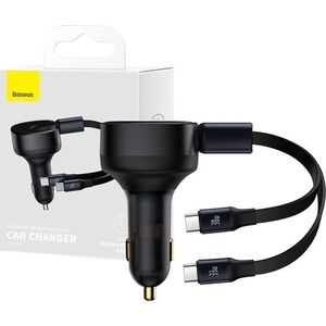 Ładowarka Baseus Ładowarka samochodowa Baseus Enjoyment z kablami USB-C, 33W (czarna) 13035288 6932172629267