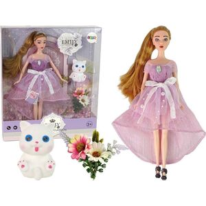 LeanToys Lalka Dla Dzieci Emily Długie Włosy Biały Kotek 13053162 5905679070000