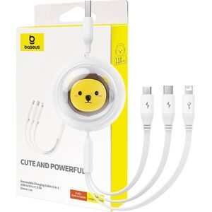 Kabel USB Baseus USB-A - USB-C + microUSB + Lightning 1.1 m Biały (P10362900211-00) 13124785 6932172645526
