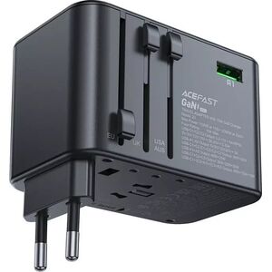 Ładowarka Acefast Multifunkcyjna ładowarka sieciowa podróżna Acefast Z1, 2xUSB-A, 3xUSB-C, GaN, 67W, US/EU/UK/AU (czarna) 13132514 6974316282495