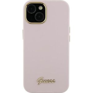 Guess Guess GUHCP15LSMBSLP iPhone 15 Pro 6.1" różowy/pink hardcase Silicone Script Metal Logo & Frame 13171298 3666339149208