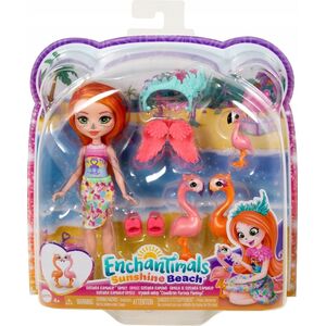 Mattel Lalka Enchantimals Rodzina Flamingów Florinda Flamingo + 3 Zwierzątka 13214170 194735188246