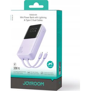 Powerbank Joyroom Joyroom JR-PBC06 z wbudowanymi kablami USB-C / Lightning 30W 10000mAh - fioletowy 13217626 6956116776473