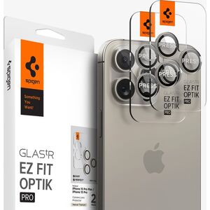 Spigen Spigen Glass tR EZ Fit Optik Pro 2 Pack, nature titanium - iPhone 15 Pro/15 Pro Max 13221607 8809971220545